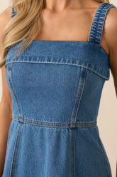 Staple The Label Medium Wash Cotton Tate Denim Midi Dress